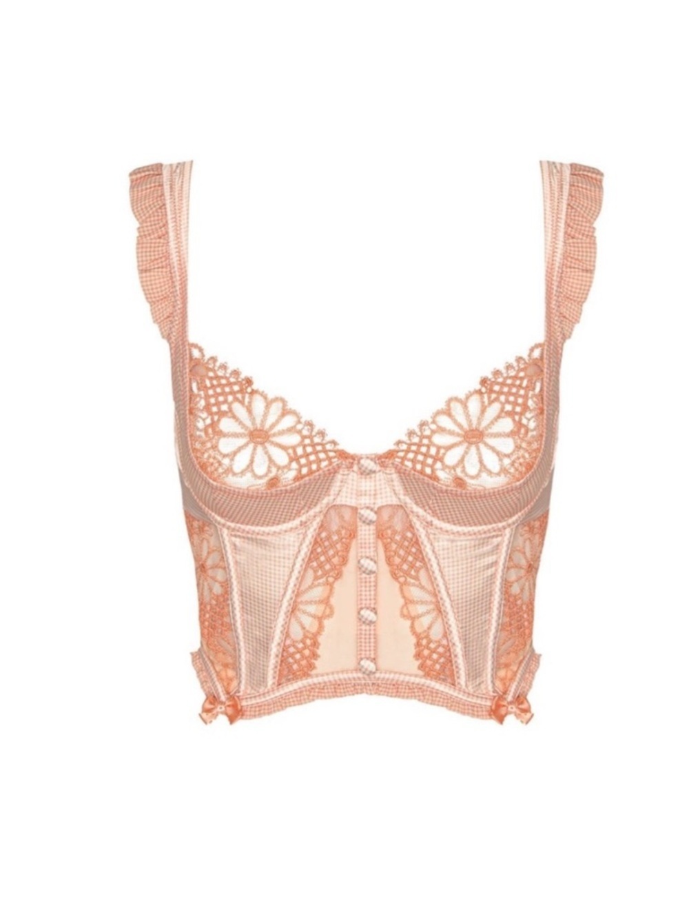 For Love & Lemons Light Pink & White Gingham Zoe Bustier Top - Picture 4 of 6